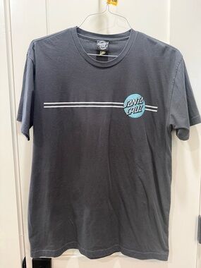 Santa Cruz Skateboards Charcoal Tee with Turquoise Logo
